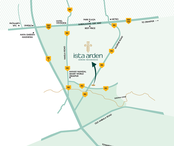 SPS ista Arden Zirakpur Location Map
